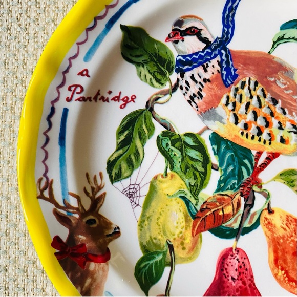 Anthropologie - Nathalie Lete 12 Days of Christmas Plates -A Partridge in a Pear - Picture 7 of 9